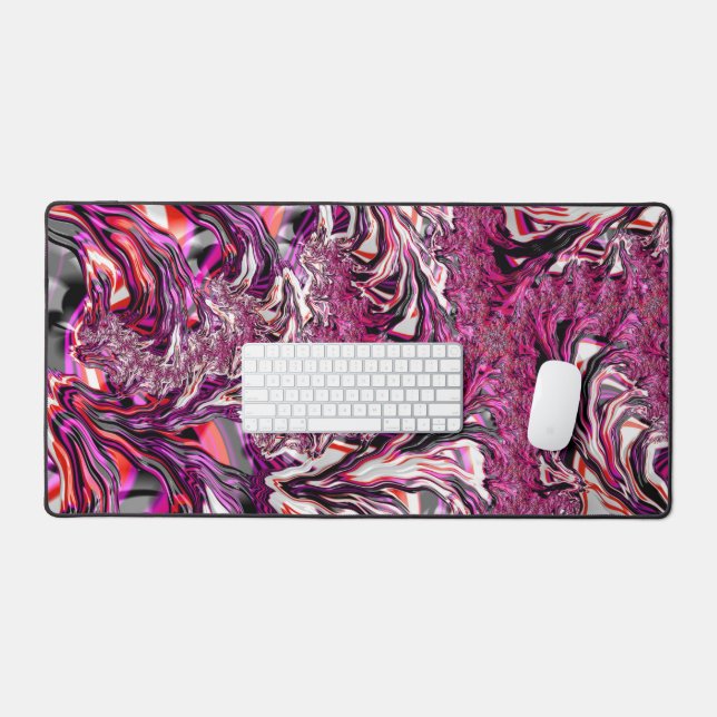 Trippy Vibrant Psychedelic Funky Fractal Art Desk Mat (Keyboard & Mouse)