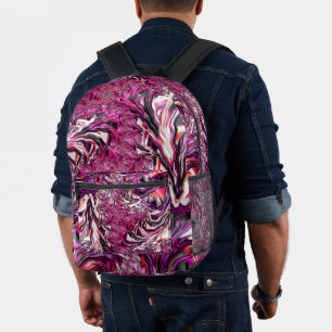Trippy Vibrant Psychedelic Funky Fractal Art Printed Backpack