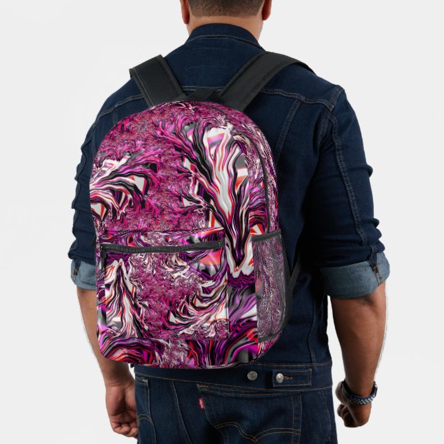 Trippy Vibrant Psychedelic Funky Fractal Art Printed Backpack (Insitu (Model))