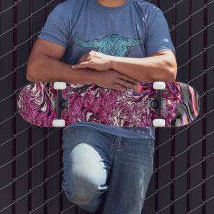 Trippy Vibrant Psychedelic Funky Fractal Art Skateboard