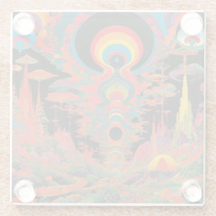 Trippy Vintage 1960s Psychedelic Retro Artwork Glass Coaster