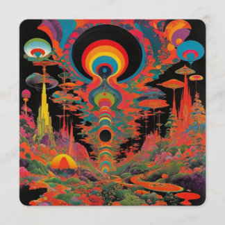 Trippy Vintage 1960s Psychedelic Retro Artwork Invitation