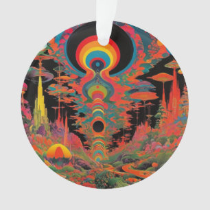 Trippy Vintage 1960s Psychedelic Retro Artwork Ornament