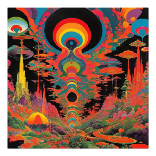 Trippy Vintage 1960s Psychedelic Retro Artwork Photo Print