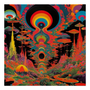 Trippy Vintage 1960s Psychedelic Retro Artwork Poster