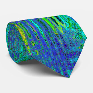 Trippy Violet Blue Abstract Retro Atomic Waves Tie