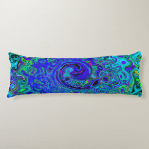 Trippy Violet Blue Abstract Retro Liquid Swirl Body Cushion