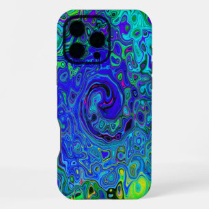 Trippy Violet Blue Abstract Retro Liquid Swirl iPhone 16 Pro Max Case