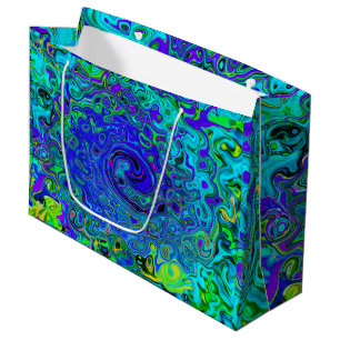 Trippy Violet Blue Abstract Retro Liquid Swirl Large Gift Bag