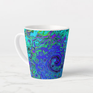 Trippy Violet Blue Abstract Retro Liquid Swirl Latte Mug