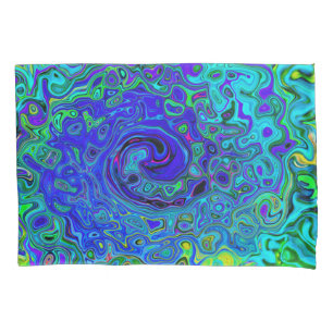 Trippy Violet Blue Abstract Retro Liquid Swirl Pillowcase