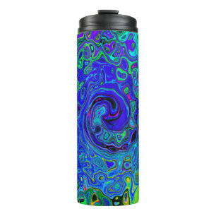 Trippy Violet Blue Abstract Retro Liquid Swirl Thermal Tumbler
