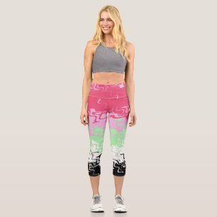 Trippy Wavy Abstract Recipromantic Pride Flag Capri Leggings