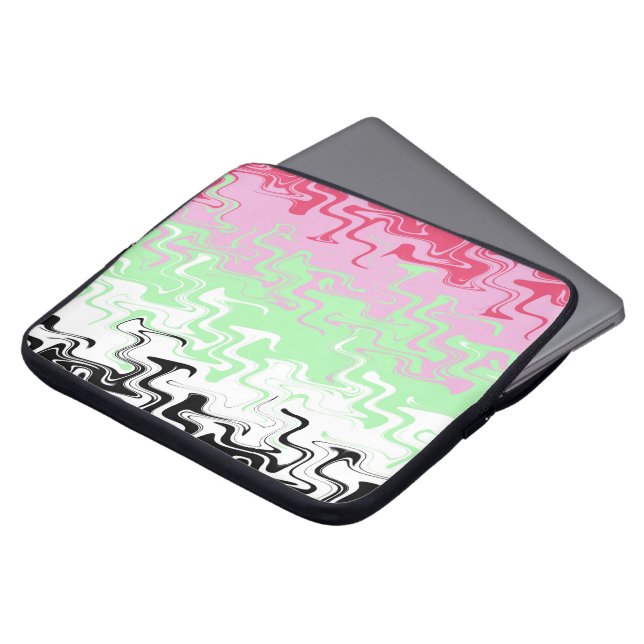 Trippy Wavy Abstract Recipromantic Pride Flag Laptop Sleeve (Front Top)