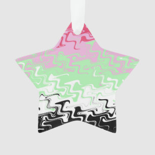 Trippy Wavy Abstract Recipromantic Pride Flag Ornament