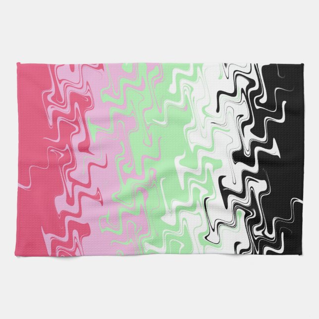 Trippy Wavy Abstract Recipromantic Pride Flag Tea Towel (Horizontal)
