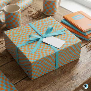 Trippy Wavy Checks Funky 70s Optical Illusion Gi Wrapping Paper