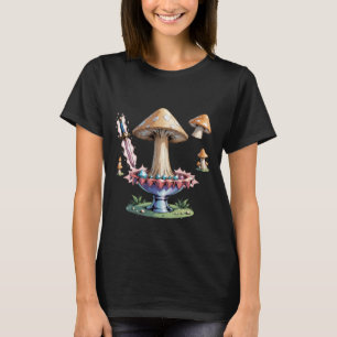 Trippy Witchy crystal Magic Mushrooms Alter Sword T-Shirt