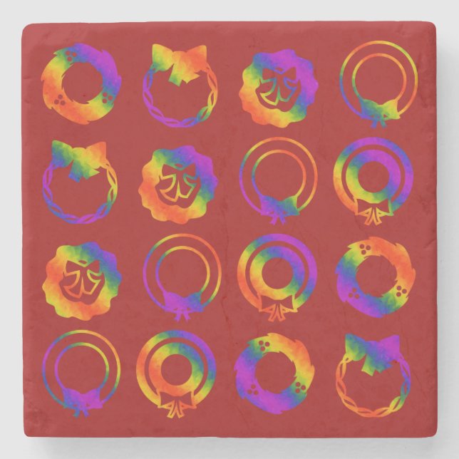 Trippy Wreaths Stone Coaster (Front)