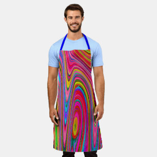 Trippy Yellow, Red and Blue Abstract Groovy Art Apron