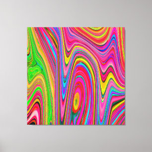 Trippy Yellow, Red and Blue Abstract Groovy Art Canvas Print