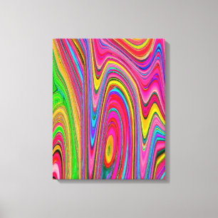 Trippy Yellow, Red and Blue Abstract Groovy Art Canvas Print