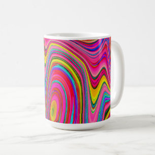 Trippy Yellow, Red and Blue Abstract Groovy Art Coffee Mug