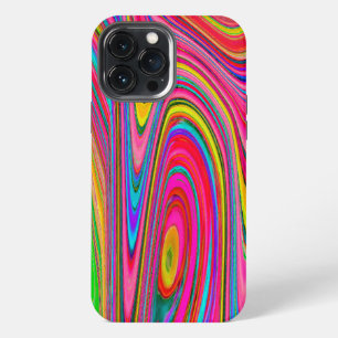 Trippy Yellow, Red and Blue Abstract Groovy Art iPhone 13 Pro Max Case