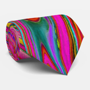 Trippy Yellow, Red and Blue Abstract Groovy Art Tie
