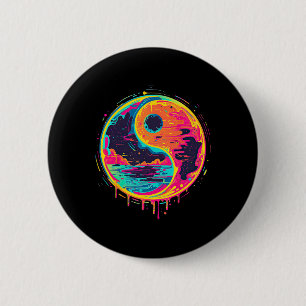 Trippy Yin Yang Zen Cosmic Yoga Design Vaporwave P 6 Cm Round Badge