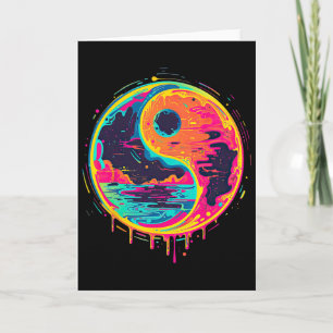 Trippy Yin Yang Zen Cosmic Yoga Design Vaporwave P Card