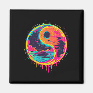 Trippy Yin Yang Zen Cosmic Yoga Design Vaporwave P Magnet