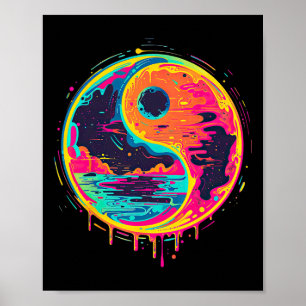 Trippy Yin Yang Zen Cosmic Yoga Design Vaporwave P Poster