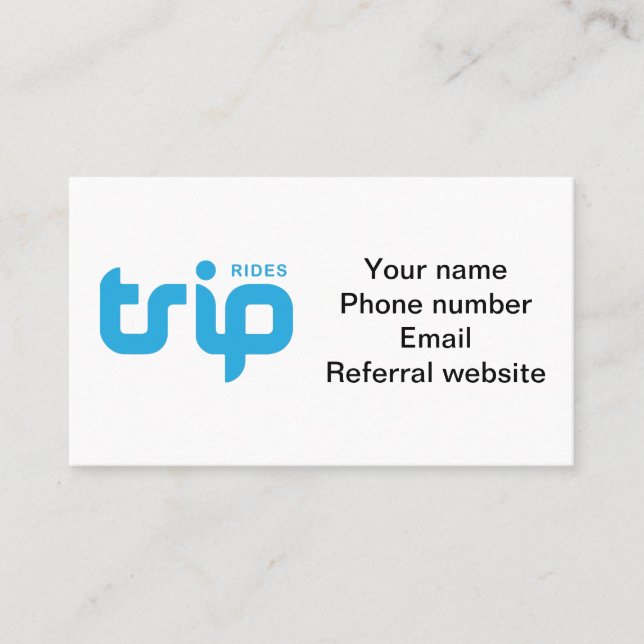 TripRides business card (Front)