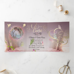 Triptic invitation with purine and brightness