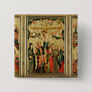 Triptych depicting the Crucifixion of Christ 15 Cm Square Badge