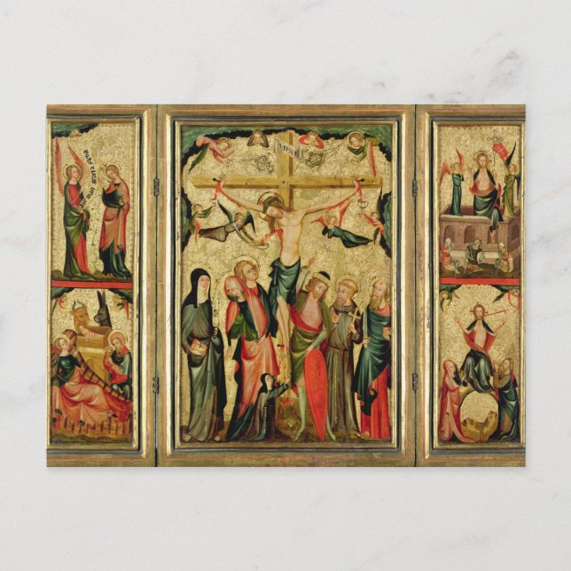 Triptych depicting the Crucifixion of Christ Postcard (Front)