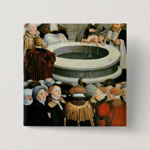Triptych, left panel, Philipp Melanchthon 15 Cm Square Badge