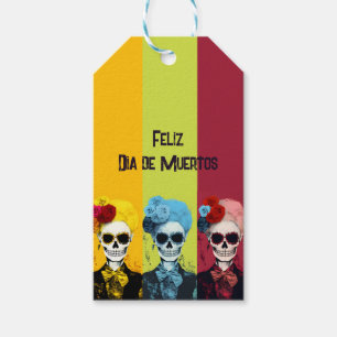Triptych of Dia de Muertos Calavera Catrina Gift Tags