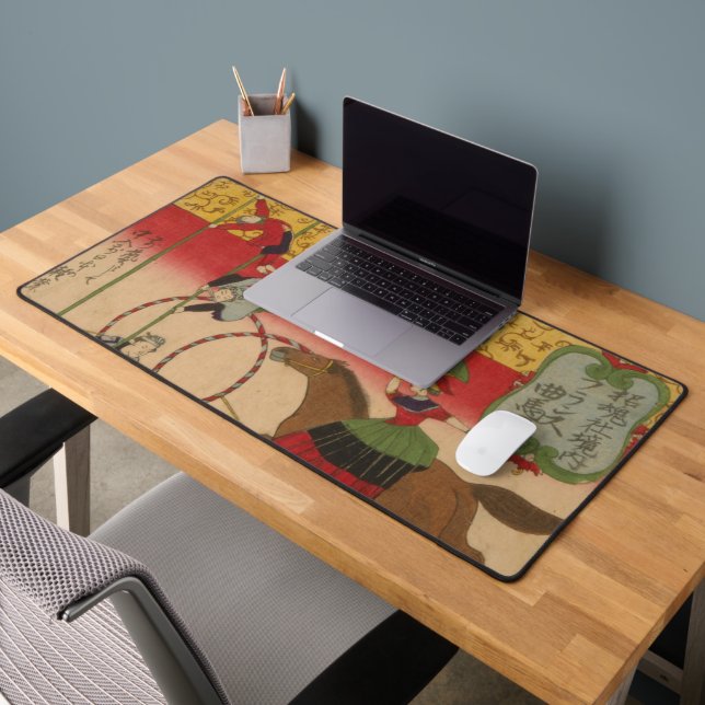 Triptych Print Shows Circus At Yasukuni Jinja Desk Mat (Office 2)