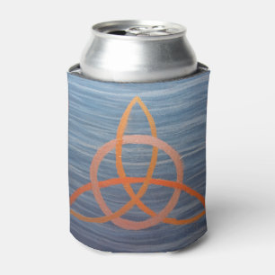 Triquetra Abstract   Blue Gold Celtic Trinity Knot Can Cooler