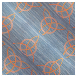 Triquetra Abstract   Blue Gold Celtic Trinity Knot Fabric