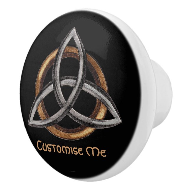 Triquetra (Brown/Silver) Ceramic Knob (Right)