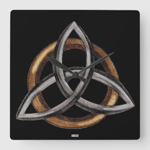Triquetra (Brown/Silver) Square Wall Clock