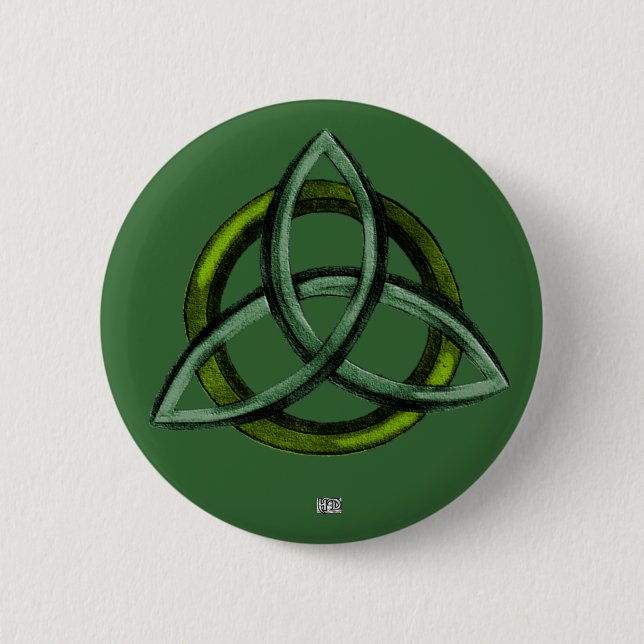 Triquetra (Green) 6 Cm Round Badge (Front)