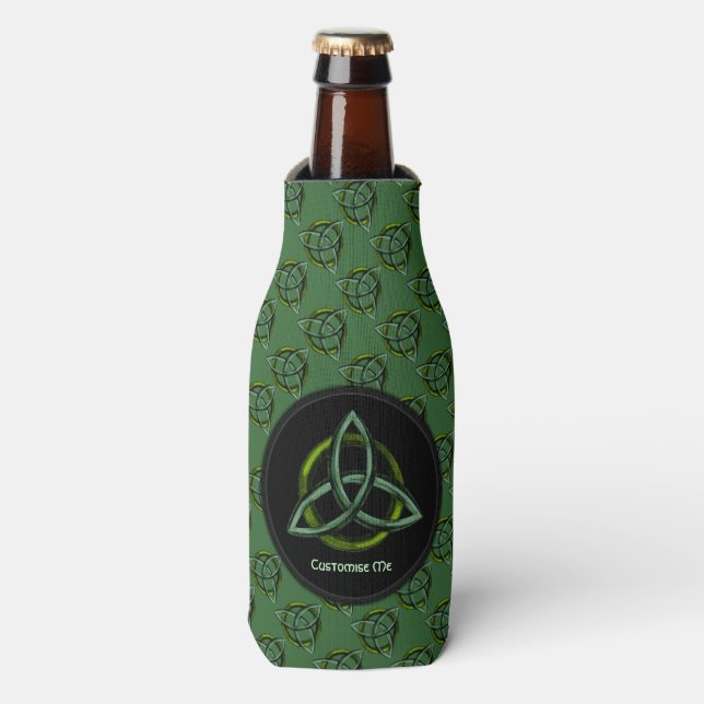 Triquetra (Green) Bottle Cooler (Bottle Front)