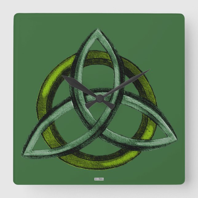 Triquetra (Green) Square Wall Clock (Front)