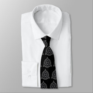 Triquetra Interlaced Triangle Circle {Black} Tie