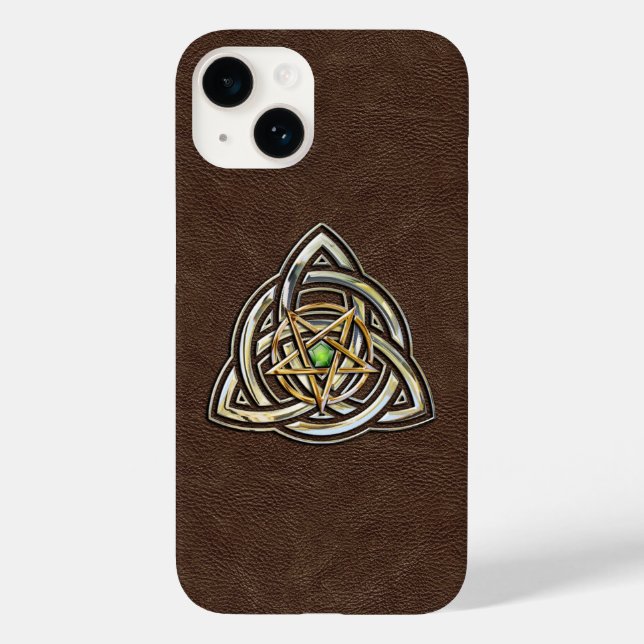 Triquetra Pentagram on Brown Case-Mate iPhone Case (Back)