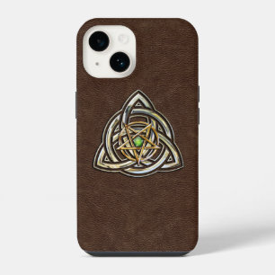 Triquetra Pentagram on Brown iPhone 14 Case